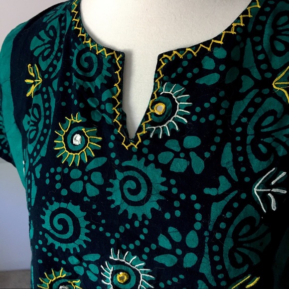 Short Sleeve Tribal Raw Edge Crop (handmade, nwot) - Picture 7 of 10